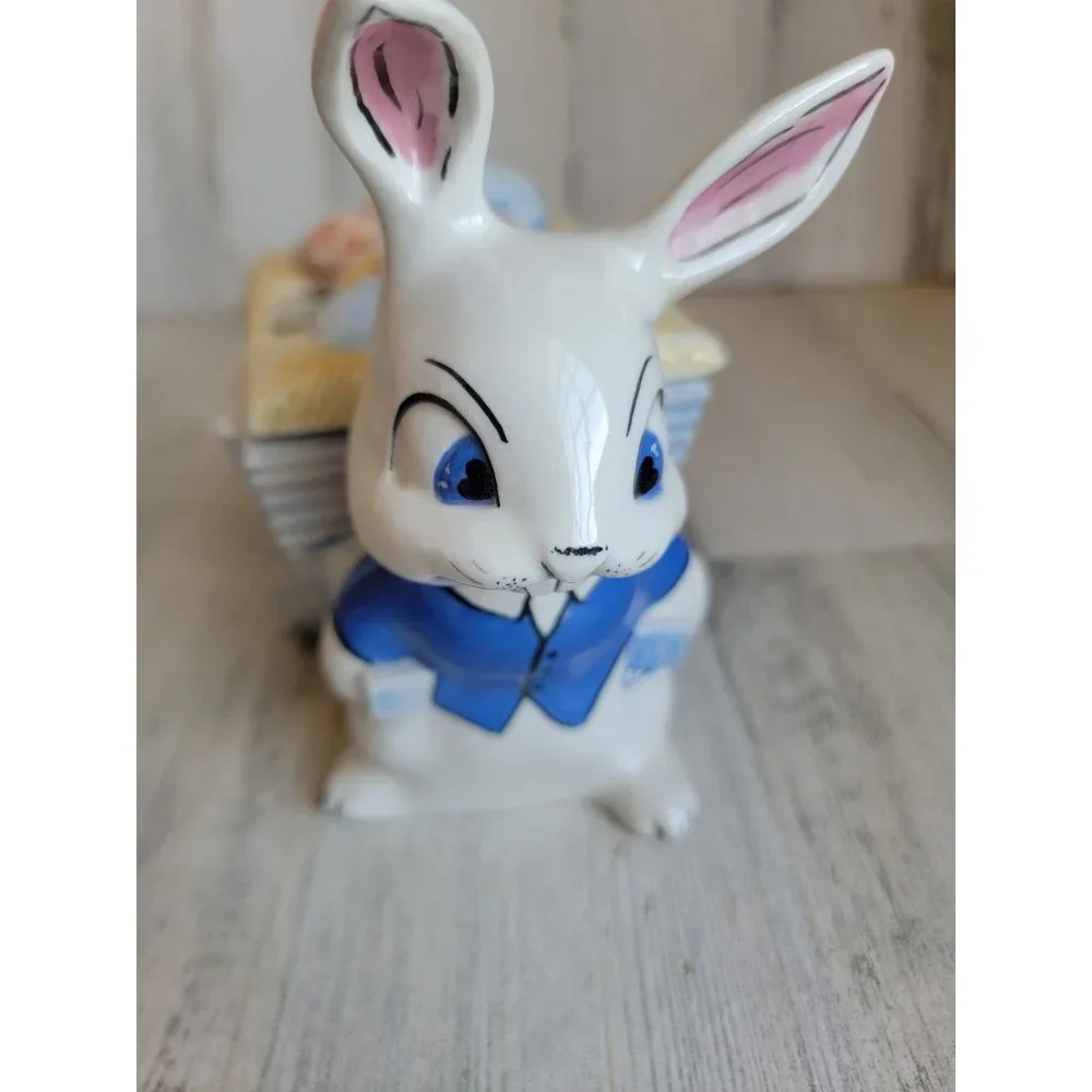 Vintage‎ ceramic Easter Bunny wheelbarrow egg hunt container